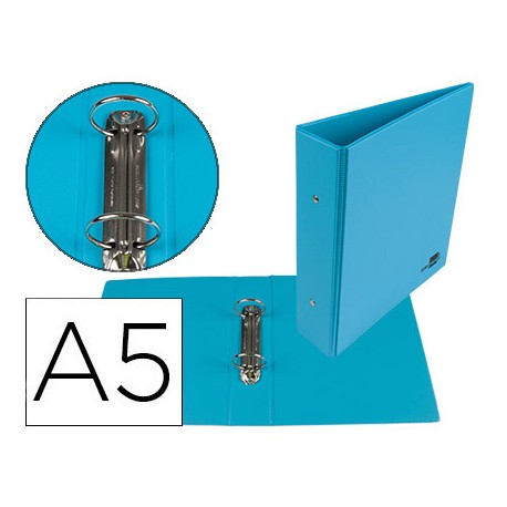 CARPETA DE 4 ANILLAS 40 MM MIXTAS LIDERPAPEL A5 CARTON FORRADO PVC AZUL
