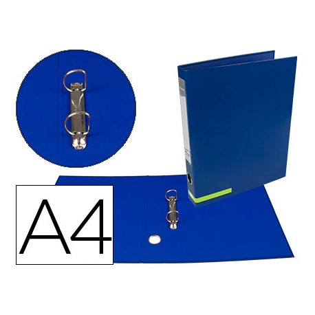 CARPETA DE 2 ANILLAS 25 MM MIXTAS LIDERPAPEL A4 FORRADO COLOR SYSTEM CON OLLADO Y TARJETERO AZUL