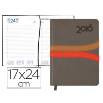 AGENDA ENCUADERNADA LIDERPAPEL HYDRA 17X24 CM 2016 DIA PAGINA COLOR GRIS PAPEL 70 GRS