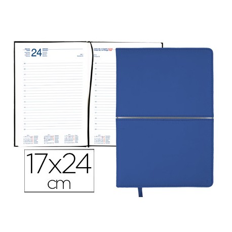 AGENDA ENCUADERNADA LIDERPAPEL NISIROS 17X24 CM 2016 DIA PAGINA COLOR AZUL Y PLATA PAPEL 70 GRS