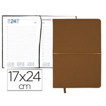 AGENDA ENCUADERNADA LIDERPAPEL NISIROS 17X24 CM 2016 DIA PAGINA COLOR MARRON OSCURO Y MARRON CLARO P
