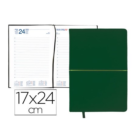 AGENDA ENCUADERNADA LIDERPAPEL NISIROS 17X24 CM 2016 DIA PAGINA COLOR VERDE BILLAR Y VERDE CLARO PAP