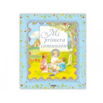 LIBRO RECUERDO MI PRIMERA COMUNION CARTONE TAPA ACOLCHADA ESTAMPACION EN PLATA CON REGALO