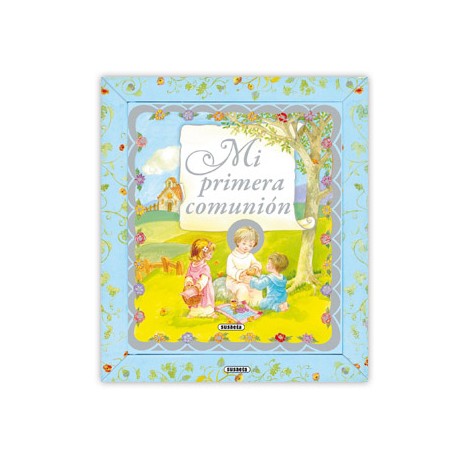 LIBRO RECUERDO MI PRIMERA COMUNION CARTONE TAPA ACOLCHADA ESTAMPACION EN PLATA CON REGALO