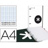 CARPETA CON RECAMBIO LIDERPAPEL ANTARTIK A4 CUADRO 5 MM FORRADA 4 ANILLAS 25MM COLOR BLANCO