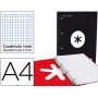CARPETA CON RECAMBIO LIDERPAPEL ANTARTIK A4 CUADRO 5 MM FORRADA 4 ANILLAS 25MM COLOR NEGRO
