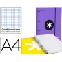 CARPETA CON RECAMBIO LIDERPAPEL ANTARTIK A4 CUADRO 5 MM FORRADA 4 ANILLAS 25MM COLOR VIOLETA