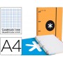 CARPETA CON RECAMBIO LIDERPAPEL ANTARTIK A4 CUADRO 5 MM FORRADA 4 ANILLAS 25MM COLOR NARANJA