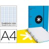 CARPETA CON RECAMBIO LIDERPAPEL ANTARTIK A4 CUADRO 5 MM FORRADA 4 ANILLAS 25MM COLOR AZUL
