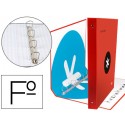 CARPETA 4 ANILLAS 40 MM MIXTAS LIDERPAPEL ANTARTIK FOLIO FORRADA CON COMPRESOR COLOR ROJO