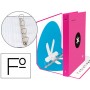 CARPETA 4 ANILLAS 40 MM MIXTAS LIDERPAPEL ANTARTIK FOLIO FORRADA CON COMPRESOR COLOR ROSA