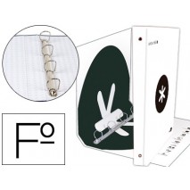 CARPETA 4 ANILLAS 40 MM MIXTAS LIDERPAPEL ANTARTIK FOLIO FORRADA CON COMPRESOR COLOR BLANCO