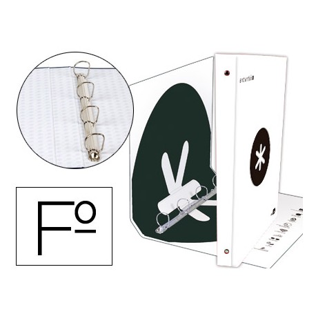 CARPETA 4 ANILLAS 40 MM MIXTAS LIDERPAPEL ANTARTIK FOLIO FORRADA CON COMPRESOR COLOR BLANCO