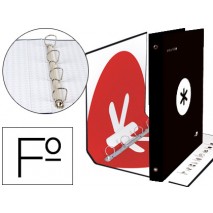 CARPETA 4 ANILLAS 40 MM MIXTAS LIDERPAPEL ANTARTIK FOLIO FORRADA CON COMPRESOR COLOR NEGRO