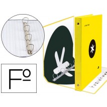 CARPETA 4 ANILLAS 40 MM MIXTAS LIDERPAPEL ANTARTIK FOLIO FORRADA CON COMPRESOR COLOR AMARILLO