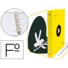 CARPETA 4 ANILLAS 40 MM MIXTAS LIDERPAPEL ANTARTIK FOLIO FORRADA CON COMPRESOR COLOR AMARILLO