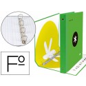 CARPETA 4 ANILLAS 40 MM MIXTAS LIDERPAPEL ANTARTIK FOLIO FORRADA CON COMPRESOR COLOR VERDE