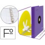 CARPETA 4 ANILLAS 40 MM MIXTAS LIDERPAPEL ANTARTIK FOLIO FORRADA CON COMPRESOR COLOR VIOLETA