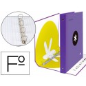 CARPETA 4 ANILLAS 40 MM MIXTAS LIDERPAPEL ANTARTIK FOLIO FORRADA CON COMPRESOR COLOR VIOLETA