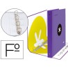 CARPETA 4 ANILLAS 40 MM MIXTAS LIDERPAPEL ANTARTIK FOLIO FORRADA CON COMPRESOR COLOR VIOLETA