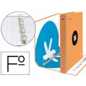 CARPETA 4 ANILLAS 40 MM MIXTAS LIDERPAPEL ANTARTIK FOLIO FORRADA CON COMPRESOR COLOR NARANJA