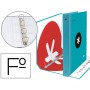 CARPETA 4 ANILLAS 40 MM MIXTAS LIDERPAPEL ANTARTIK FOLIO FORRADA CON COMPRESOR COLOR TURQUESA