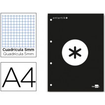BLOC ENCOLADO LIDERPAPEL ANTARTIK CUADRO 5 MM A4 NATURAL 100 H 100 GR COLOR NEGRO