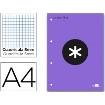 BLOC ENCOLADO LIDERPAPEL ANTARTIK CUADRO 5 MM A4 NATURAL 100 H 100 GR COLOR VIOLETA