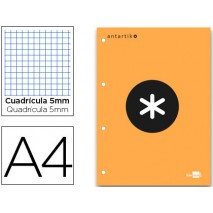 BLOC ENCOLADO LIDERPAPEL ANTARTIK CUADRO 5 MM A4 NATURAL 100 H 100 GR COLOR NARANJA