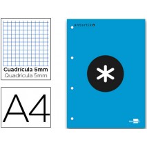 BLOC ENCOLADO LIDERPAPEL ANTARTIK CUADRO 5 MM A4 NATURAL 100 H 100 GR COLOR AZUL