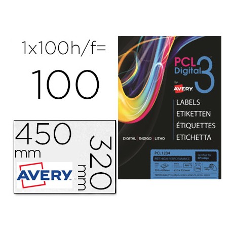 ETIQUETA ADHESIVA AVERY SRA3 TESLAN BLANCO OPACO 320X450 MM PARA IMPRESORA DIGITAL PACK DE 100 UNIDA