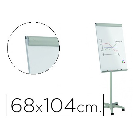 PIZARRA BLANCA ROCADA PARA CONFERENCIAS METALICA MAGNETICA CON RUEDAS 68X104 CM