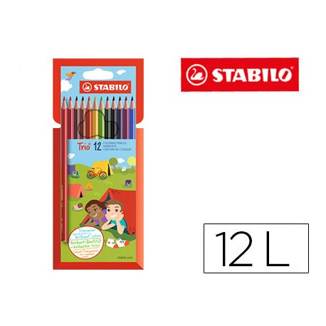 LAPICES DE COLORES STABILO TRIO SLIM CAJA DE 12 COLORES