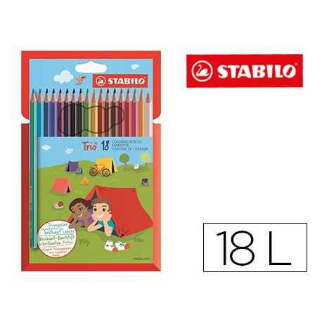 LAPICES DE COLORES STABILO TRIO SLIM CAJA DE 18 COLORES