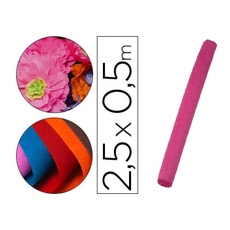 PAPEL CRESPON LIDERPAPEL FLORISTERIA 50 CM X 2,5 M 85G/M2 ROSA