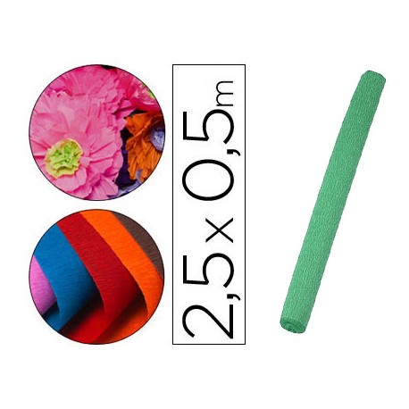 PAPEL CRESPON LIDERPAPEL FLORISTERIA 50 CM X 2,5 M 85G/M2 TURQUESA