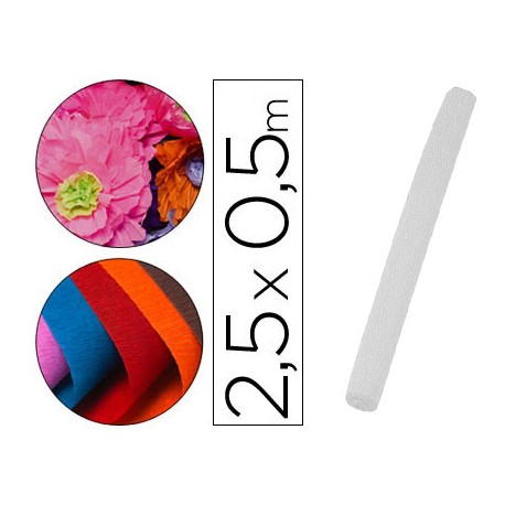 PAPEL CRESPON LIDERPAPEL FLORISTERIA 50 CM X 2,5 M 85G/M2 BLANCO