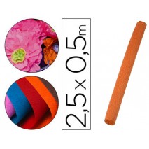 PAPEL CRESPON LIDERPAPEL FLORISTERIA 50 CM X 2,5 M 85G/M2 NARANJA