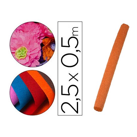PAPEL CRESPON LIDERPAPEL FLORISTERIA 50 CM X 2,5 M 85G/M2 NARANJA