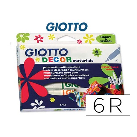 ROTULADOR GIOTTO DECOR MATERIALS CAJA DE 6 COLORES SURTIDOS