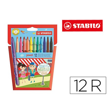 ROTULADOR STABILO POWER CAJA DE 12 COLORES