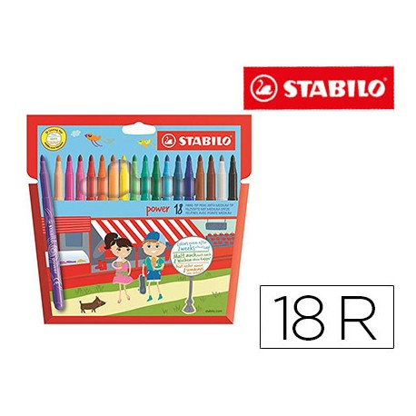 ROTULADOR STABILO POWER CAJA DE 18 COLORES