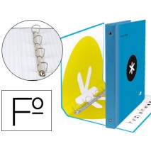 CARPETA 4 ANILLAS 40 MM MIXTAS LIDERPAPEL ANTARTIK FOLIO FORRADA CON COMPRESOR COLOR AZUL