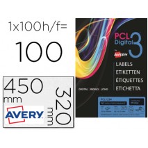 ETIQUETA ADHESIVA AVERY SRA3 POLIESTER PLATA OPACO PARA IMPRESORA DIGITAL 320X450 MM PAQUETE DE 100