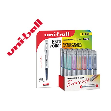 BOLIGRAFO UNI-BALL ROLLER SIGNO TSI UF-220 BORRABLE 0,7 MM TINTA GEL 3D EXPOSITOR DE 36 UNIDADES