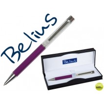 BOLIGRAFO BELIUS GRANADA CON CRISTALES VIOLETA EN ESTUCHE