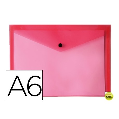 CARPETA LIDERPAPEL DOSSIER BROCHE POLIPROPILENO DIN A6 ROJO TRANSPARENTE