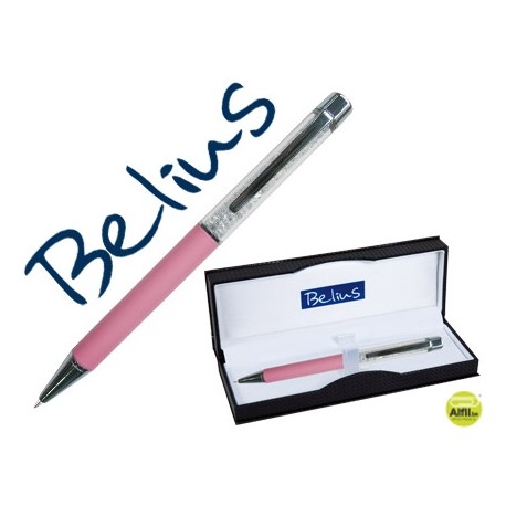 BOLIGRAFO BELIUS GRANADA CON CRISTALES ROSA EN ESTUCHE
