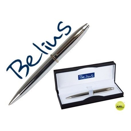 BOLIGRAFO BELIUS MACERATA PLATA EN ESTUCHE