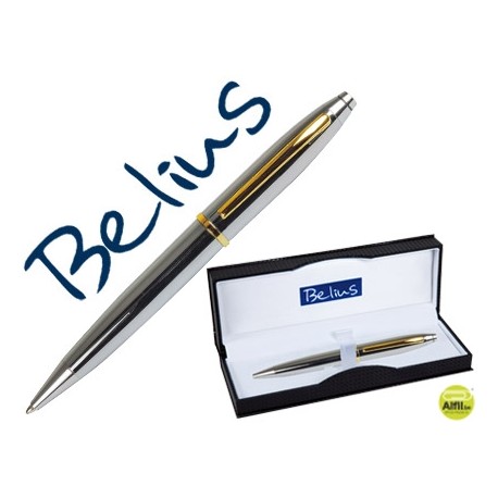 BOLIGRAFO BELIUS MACERATA PLATA ORO EN ESTUCHE